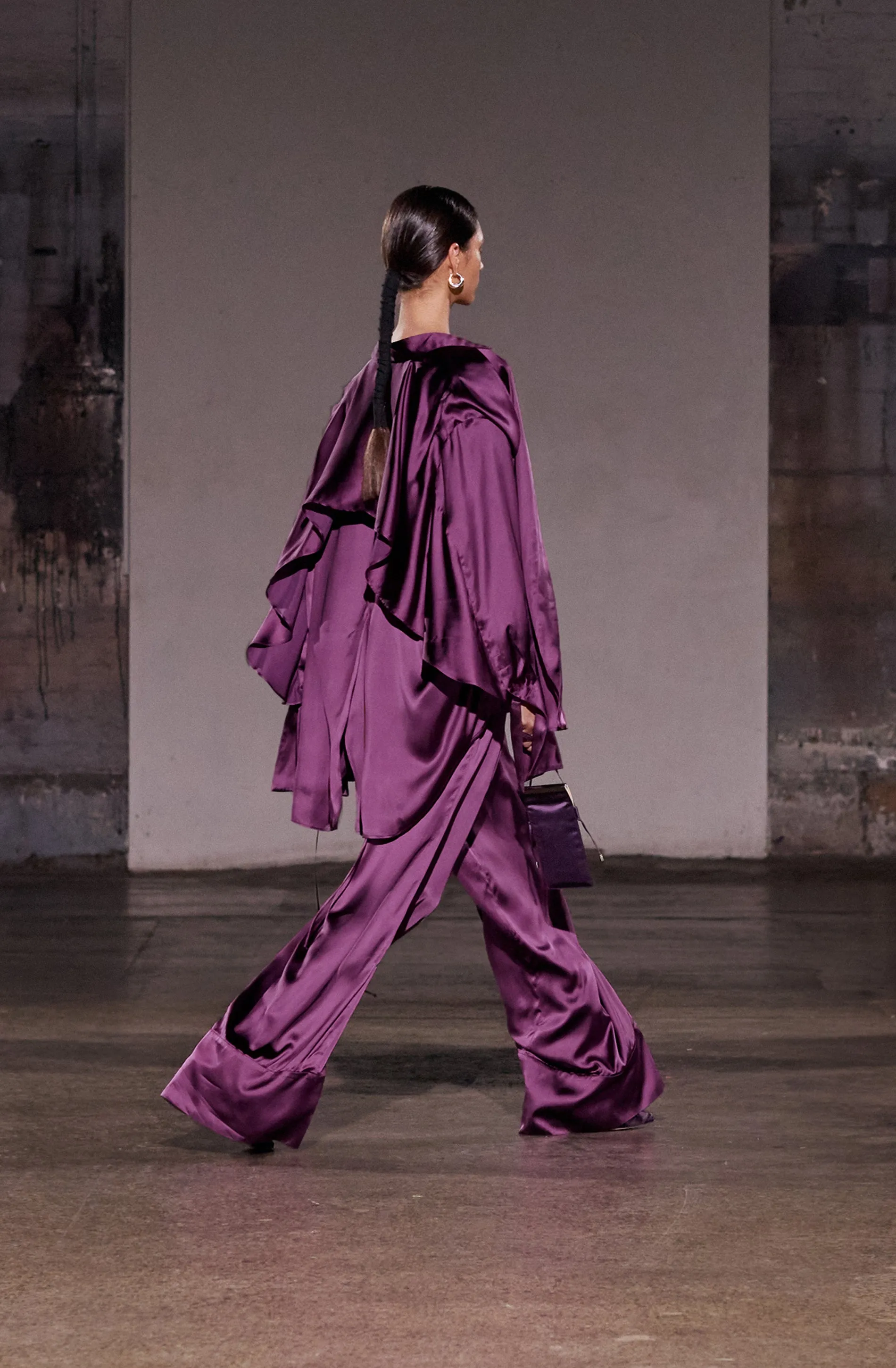 Magma Draped Back Shirt | Aubergine Viscose sold by STUDIO AMELIA product image thumbnail 5