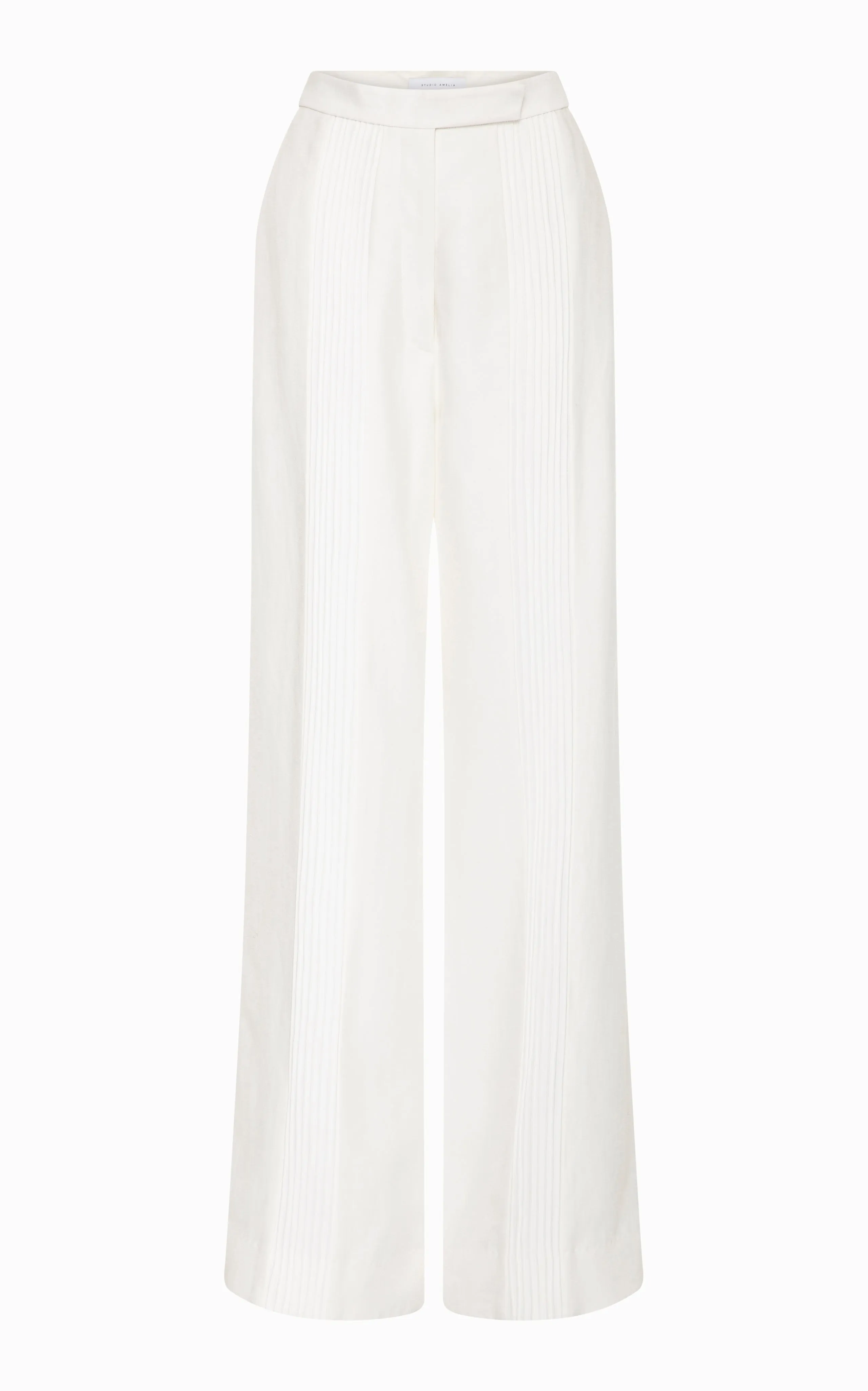 Column Pintucked Pants | Ivory sold by STUDIO AMELIA
