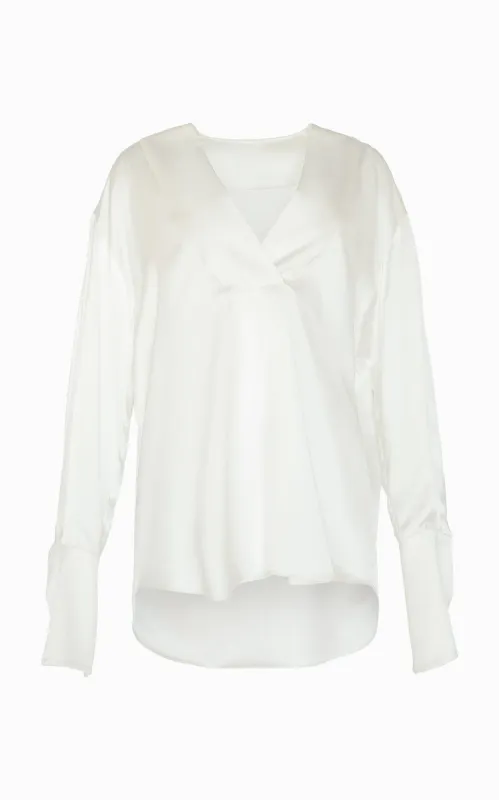 Flux Deep V Blouse | Ivory made by STUDIO AMELIA
