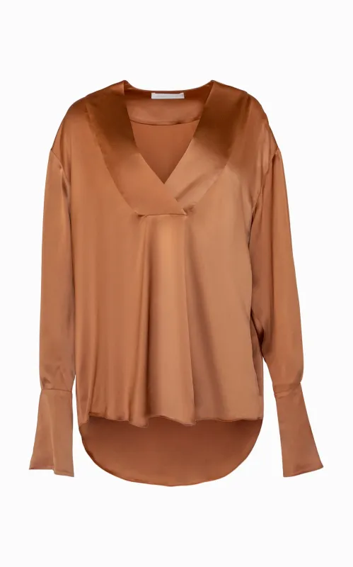 Flux Deep V Blouse | Caramel made by STUDIO AMELIA