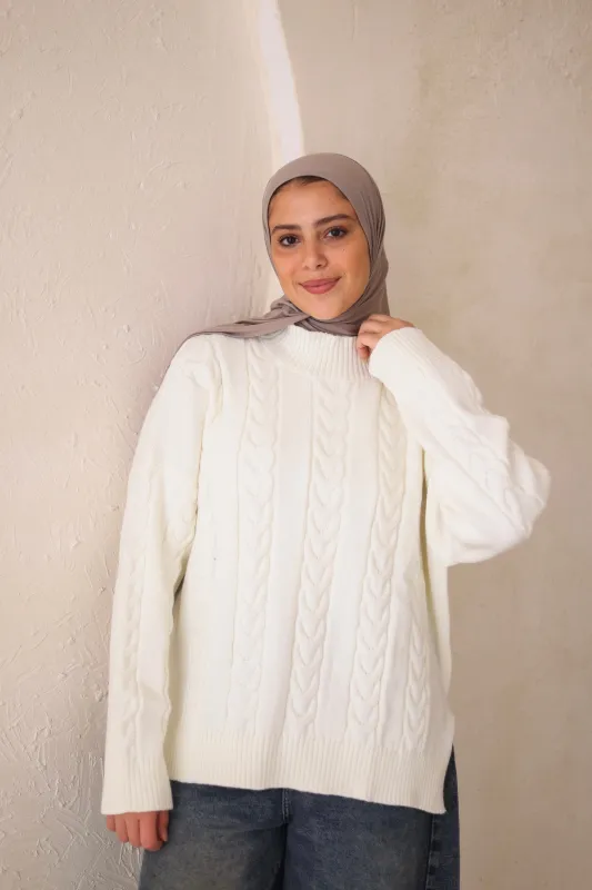 Snowfall Pullover in Off White made by Jude