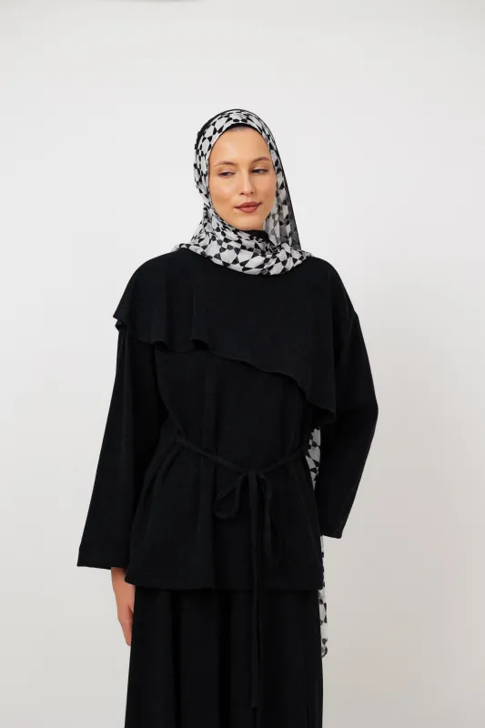 Dove Scarf top in Black made by Jude