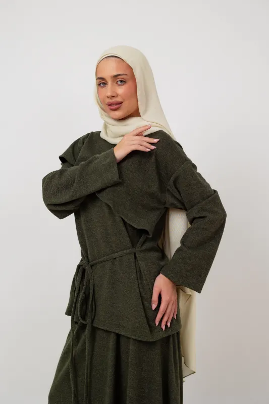 Dove Scarf top in Olive made by Jude
