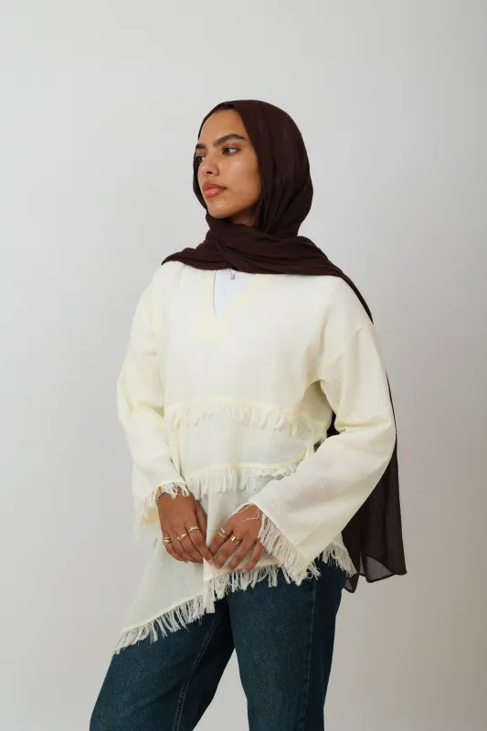 Fringe Top in Cream made by Jude