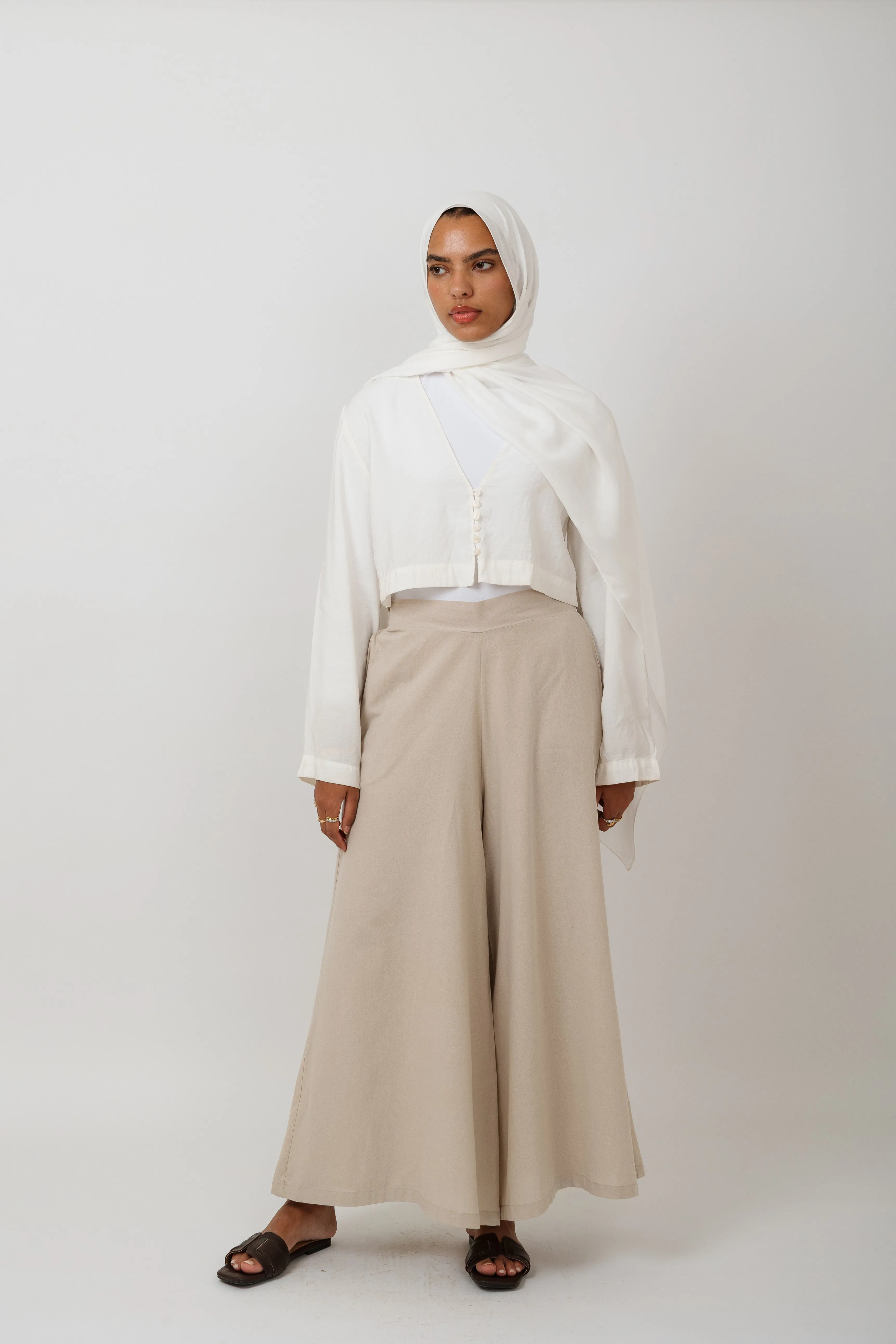 Flow wide leg pants in Beige sold by Jude product image thumbnail 3