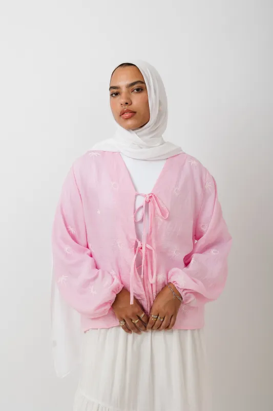 Palmira Embroidered Top In Pink made by Jude