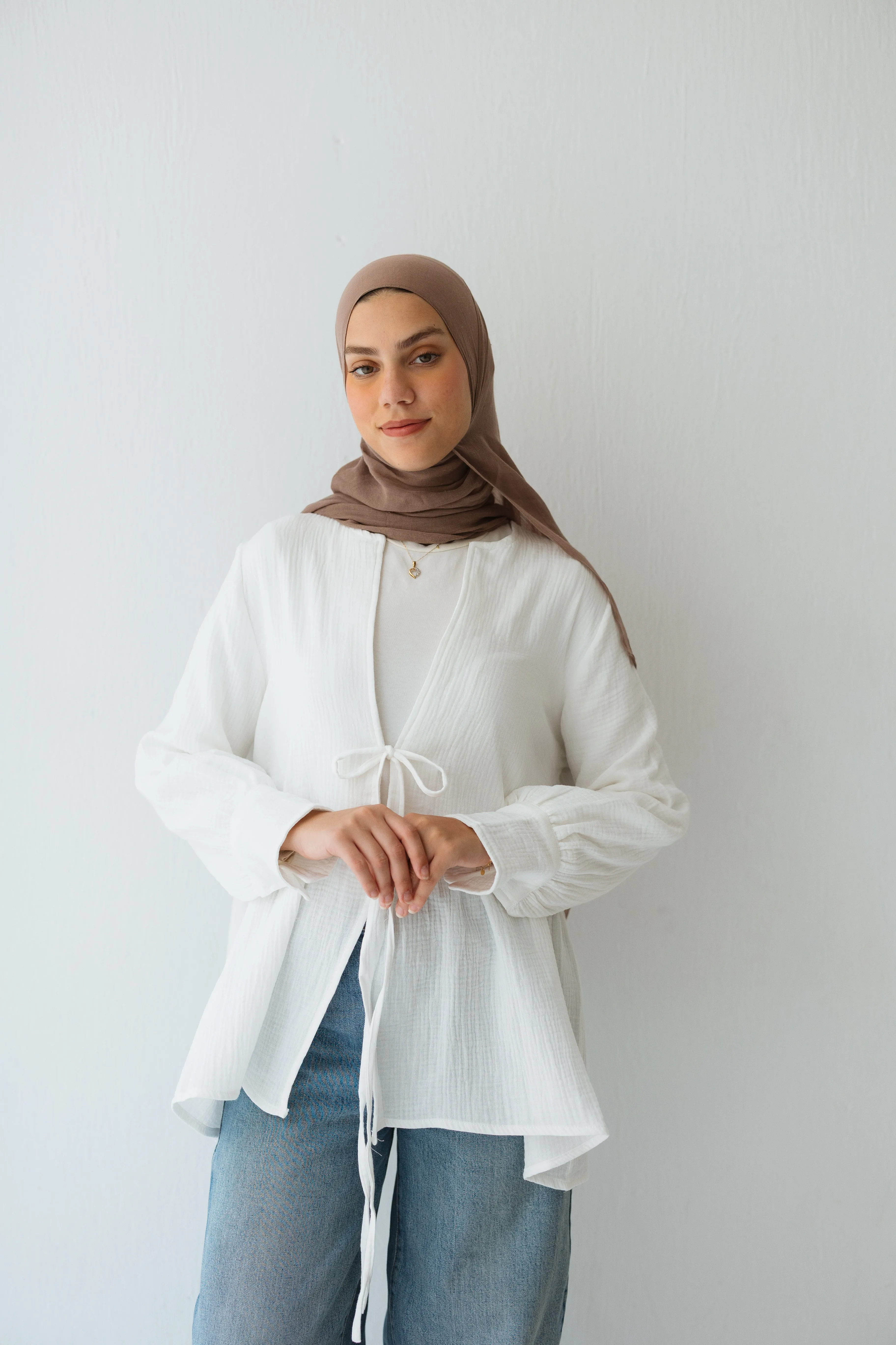 Bow Cardigan In White sold by Jude product image thumbnail 4