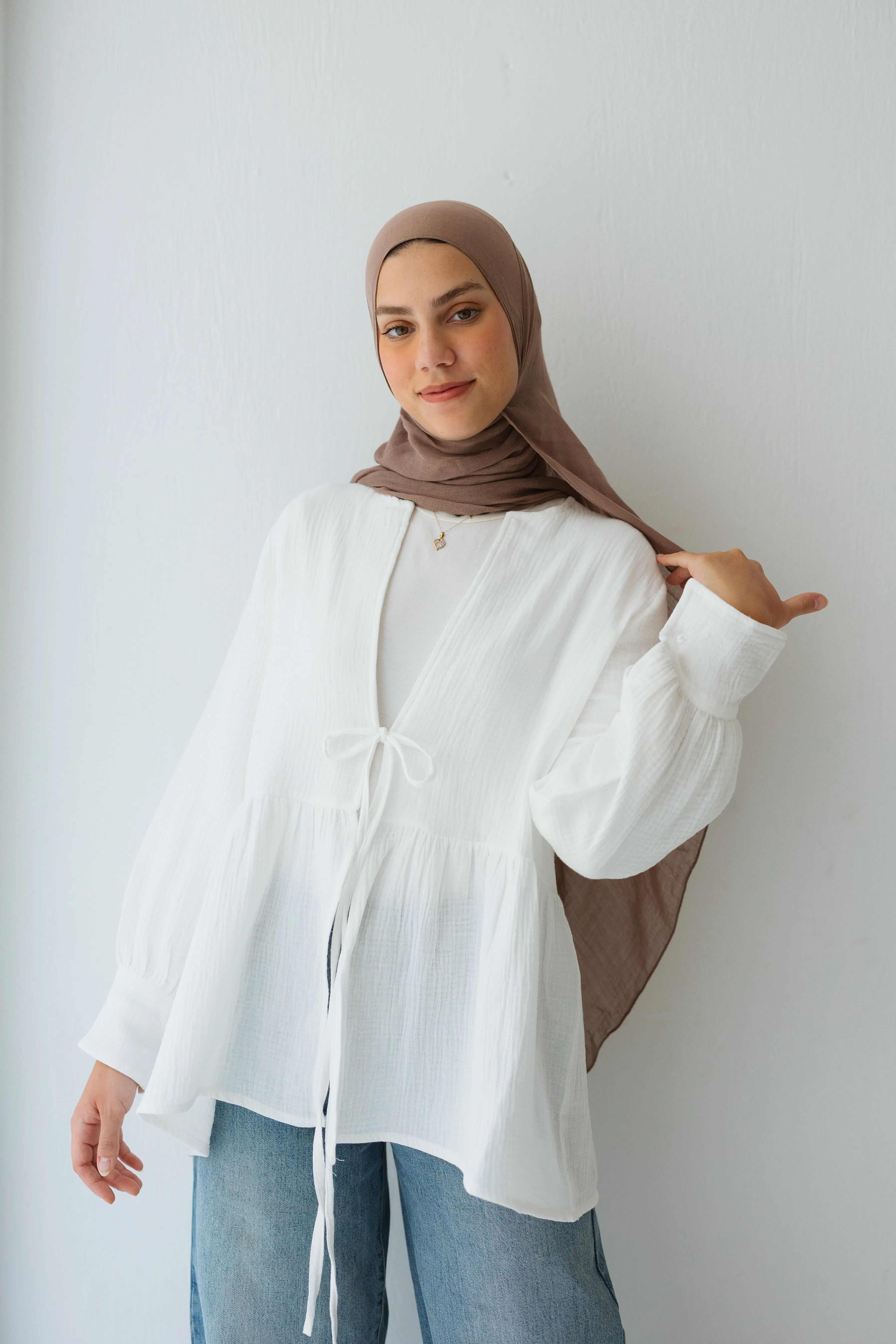 Bow Cardigan In White sold by Jude product image thumbnail 2