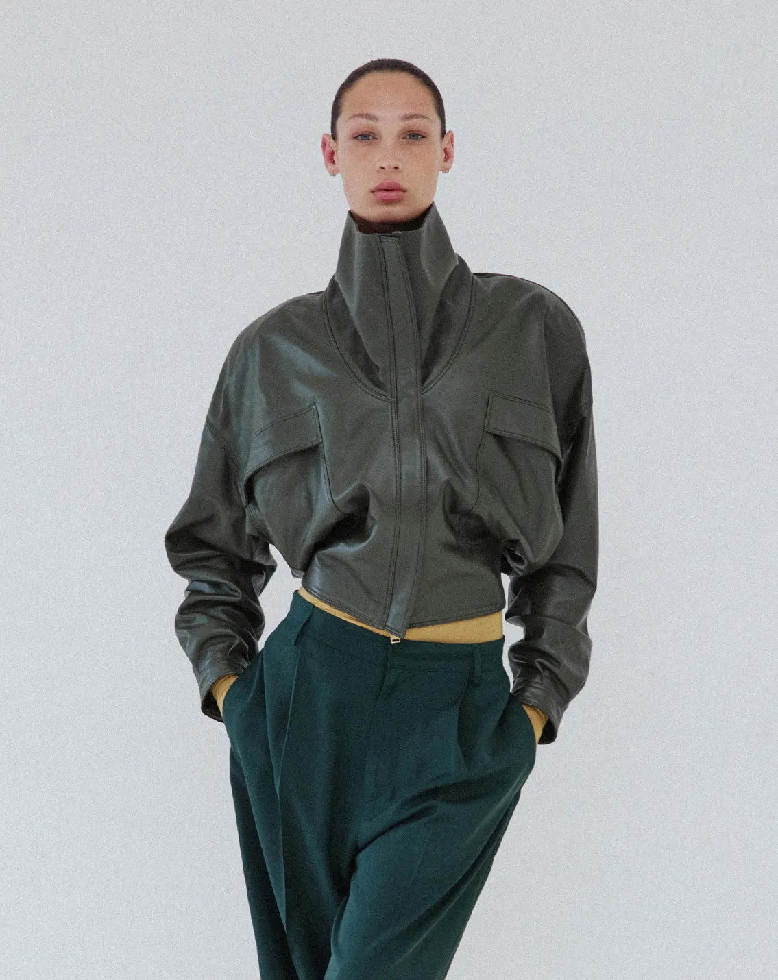 BRIANNA - HIGH COLLAR LEATHER JACKET sold by DARKPARK product image thumbnail 2