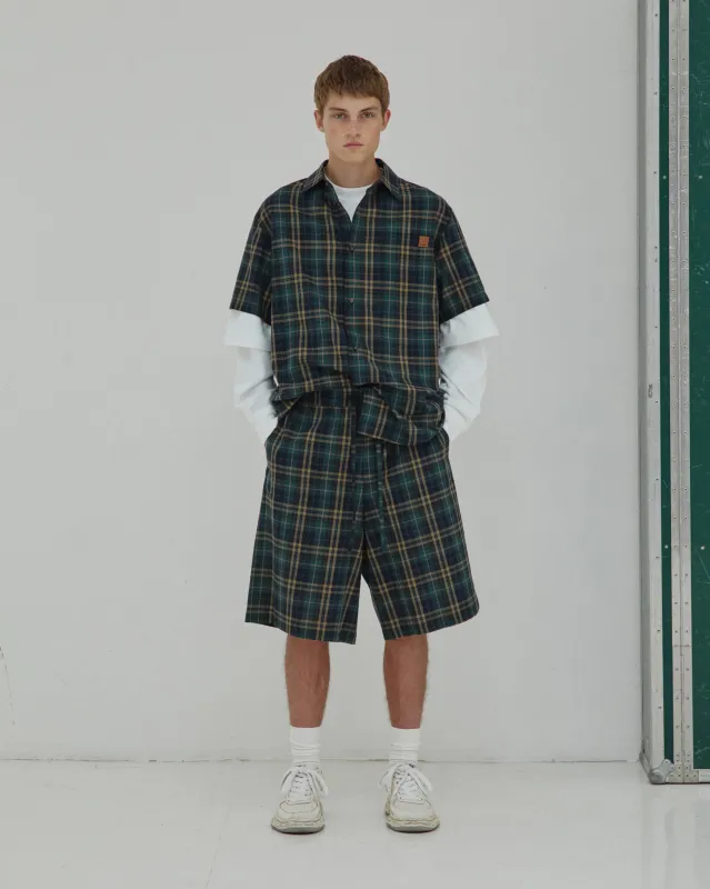 BRAD - JAPENESE CHECK JOGGER FIT SHORTS made by DARKPARK