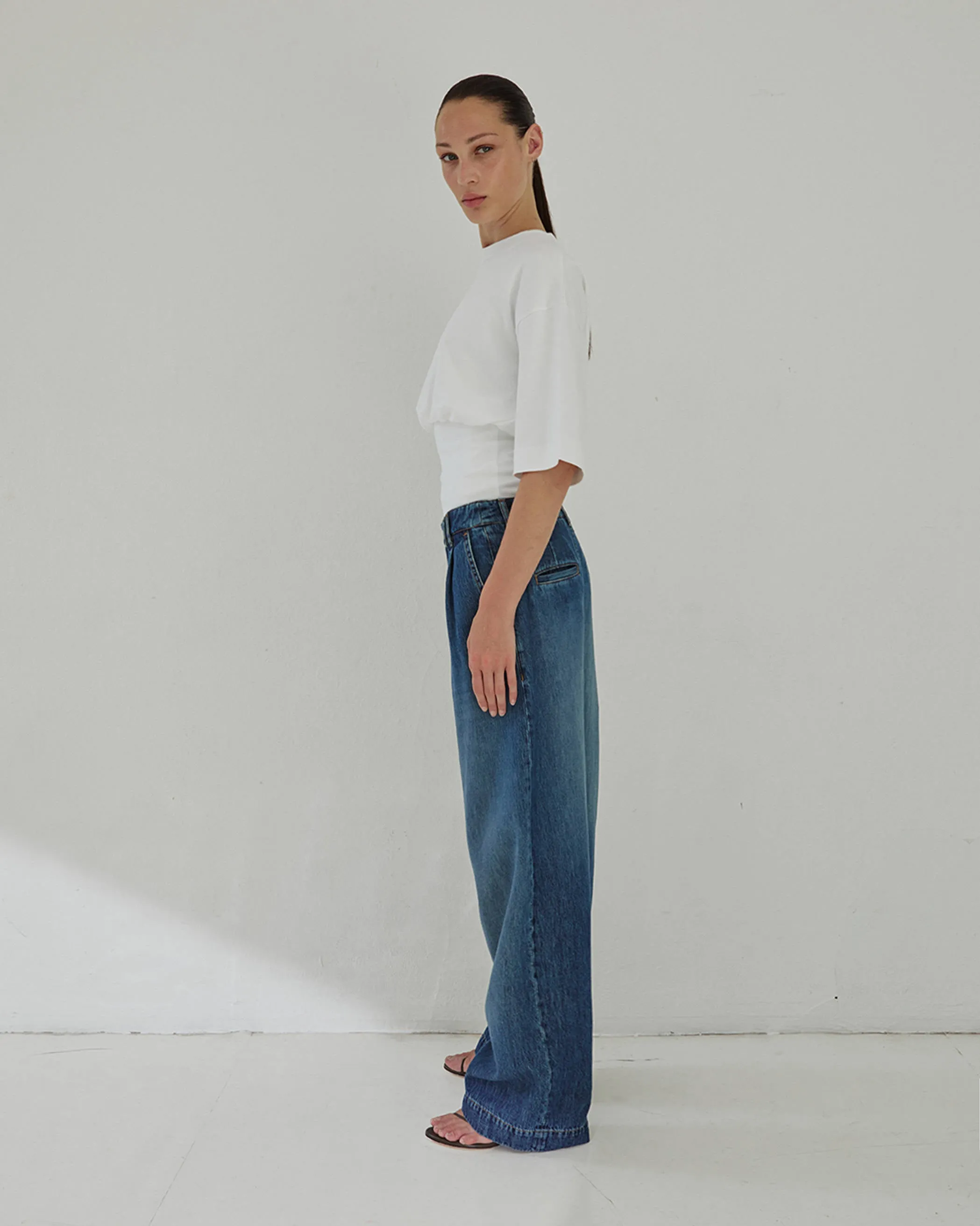 FRANCE - PLEAT WIDE-LEG LIGHT DENIM sold by DARKPARK product image thumbnail 3