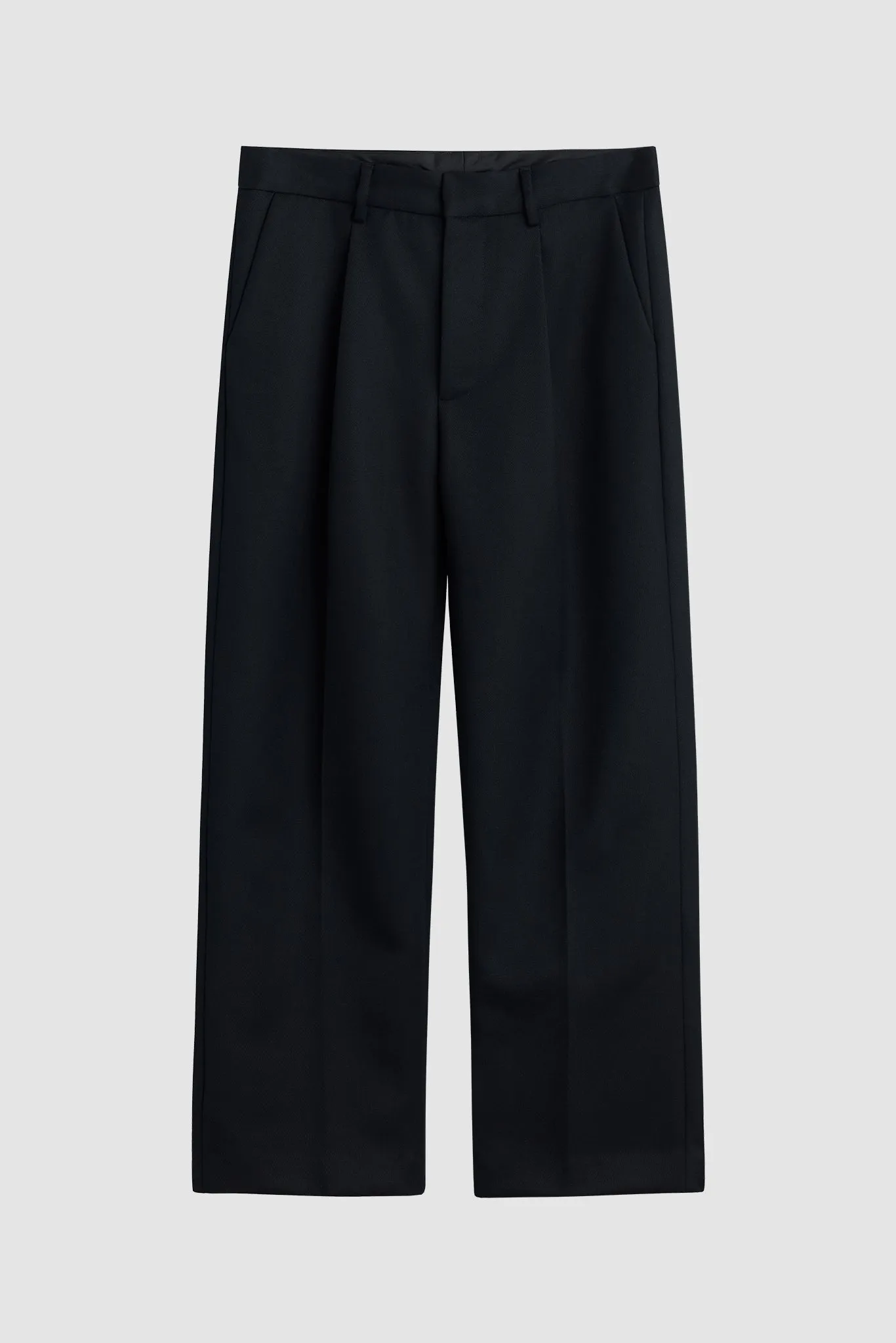 ALDRICH PLEATED WOOL TROUSERS / BLACK sold by UNI/FORM