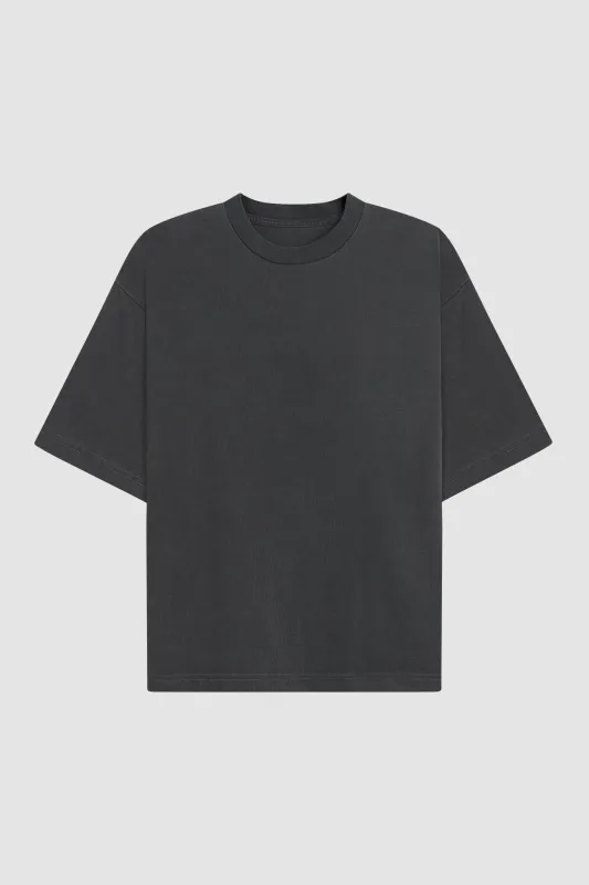 HEAVYWEIGHT CROPPED TEE / WASHED BLACK made by UNI/FORM