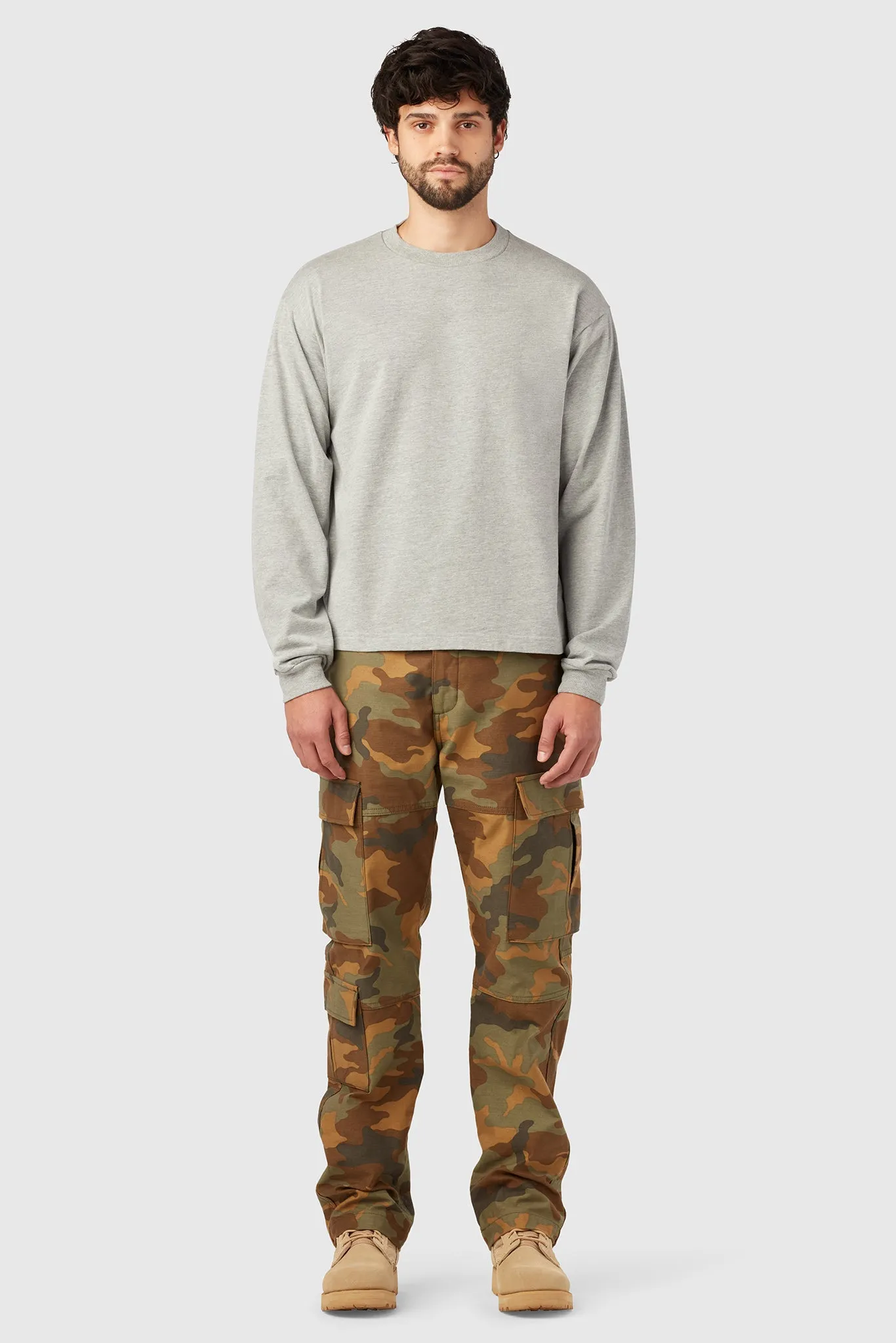 HEAVYWEIGHT CROPPED LONG SLEEVE / LIGHT HEATHER sold by UNI/FORM product image thumbnail 2