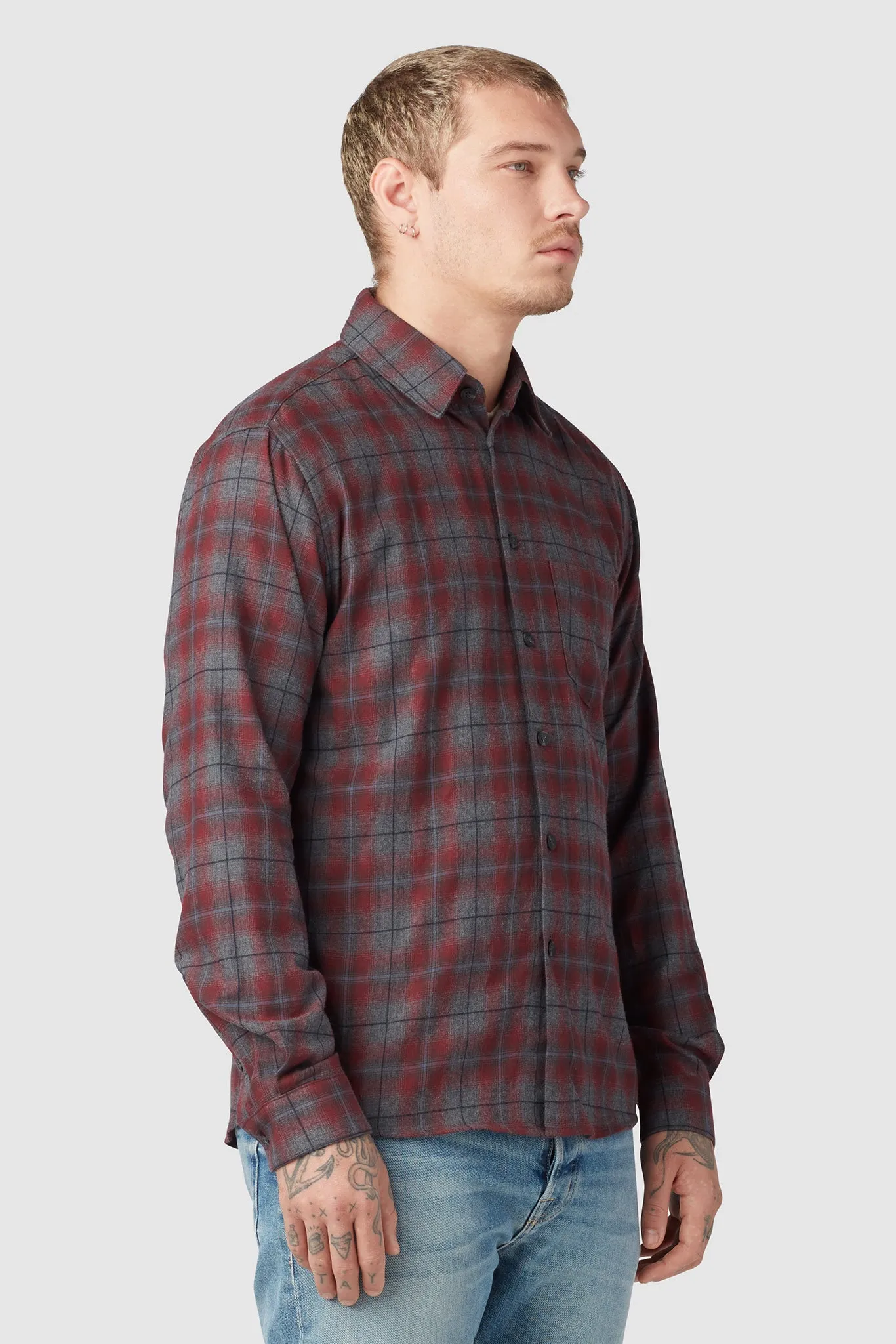 CLASSIC TAILORED FLANNEL / MAROON X GREY sold by UNI/FORM product image thumbnail 4