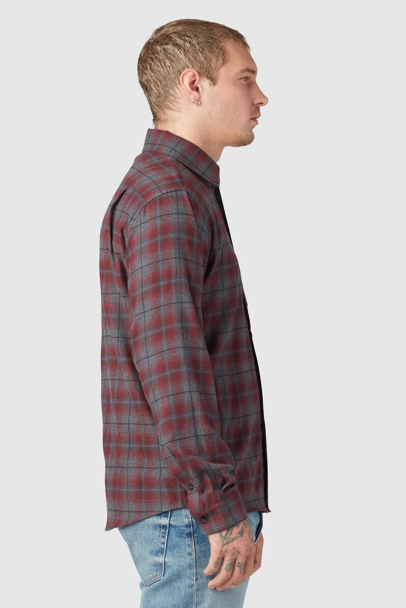 CLASSIC TAILORED FLANNEL / MAROON X GREY sold by UNI/FORM product image thumbnail 5