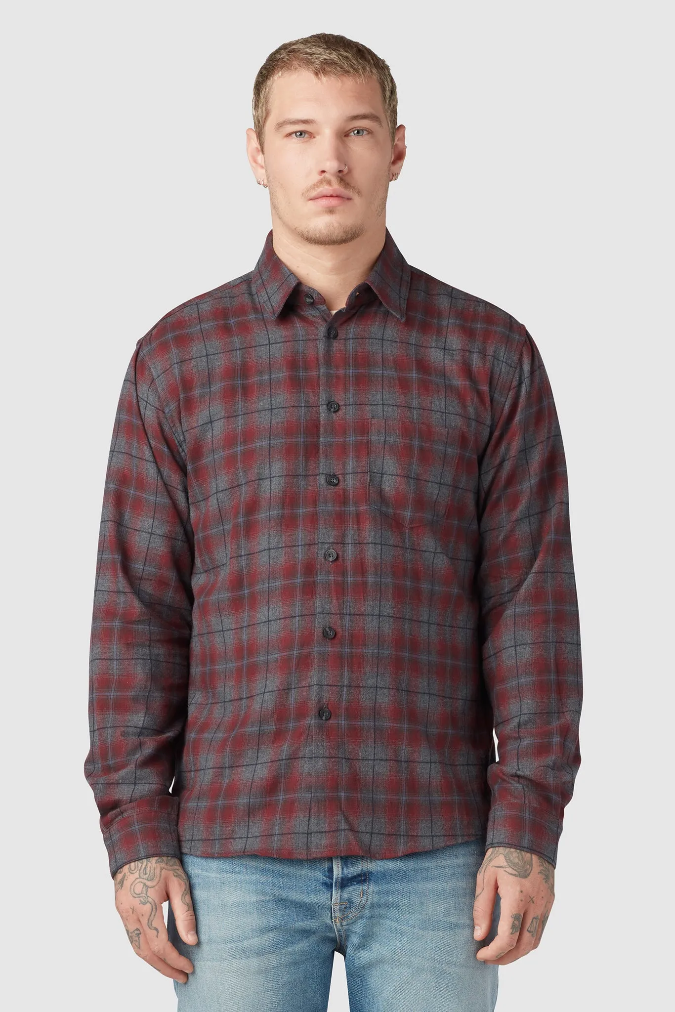 CLASSIC TAILORED FLANNEL / MAROON X GREY sold by UNI/FORM product image thumbnail 3