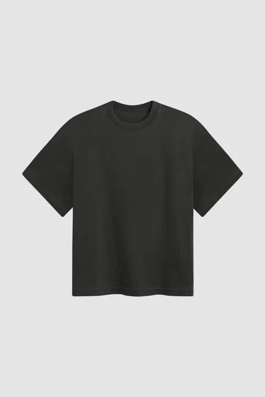 CROPPED TEE / WASHED BLACK made by UNI/FORM