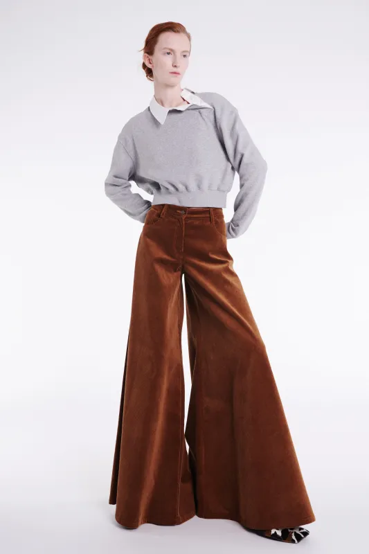 Cord Wide Leg Jean Trousers Tan made by A.W.A.K.E. MODE