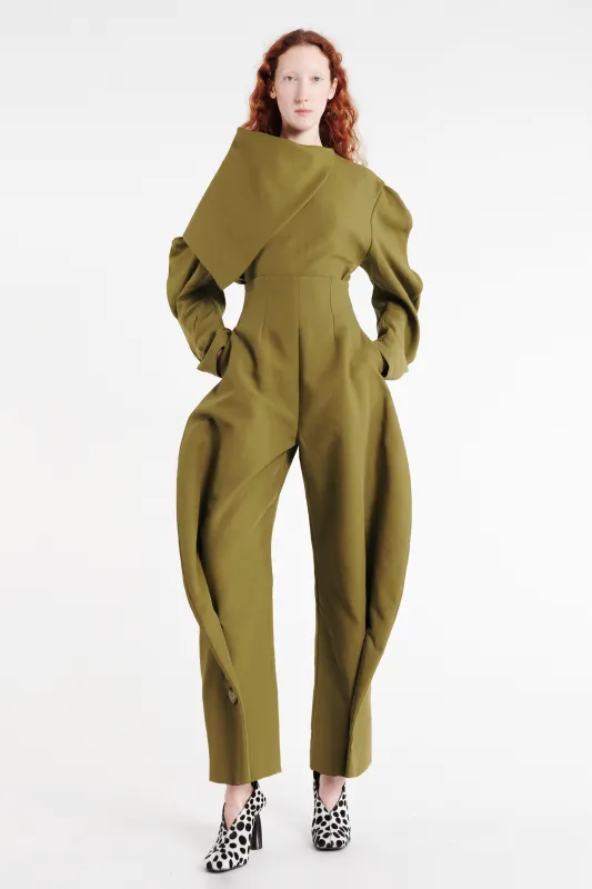 High Rise Rounded Pant Khaki Green made by A.W.A.K.E. MODE