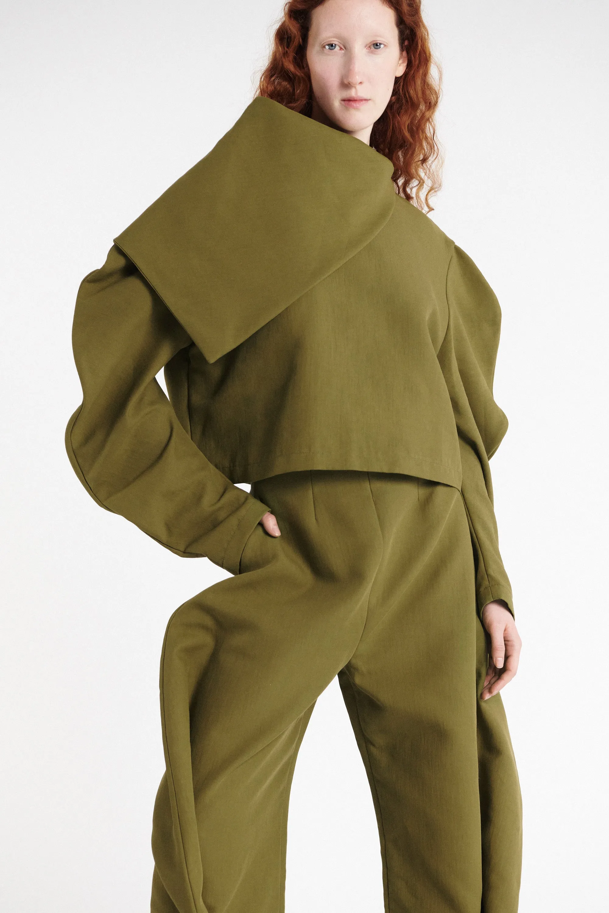 High Rise Rounded Pant Khaki Green sold by A.W.A.K.E. MODE product image thumbnail 5