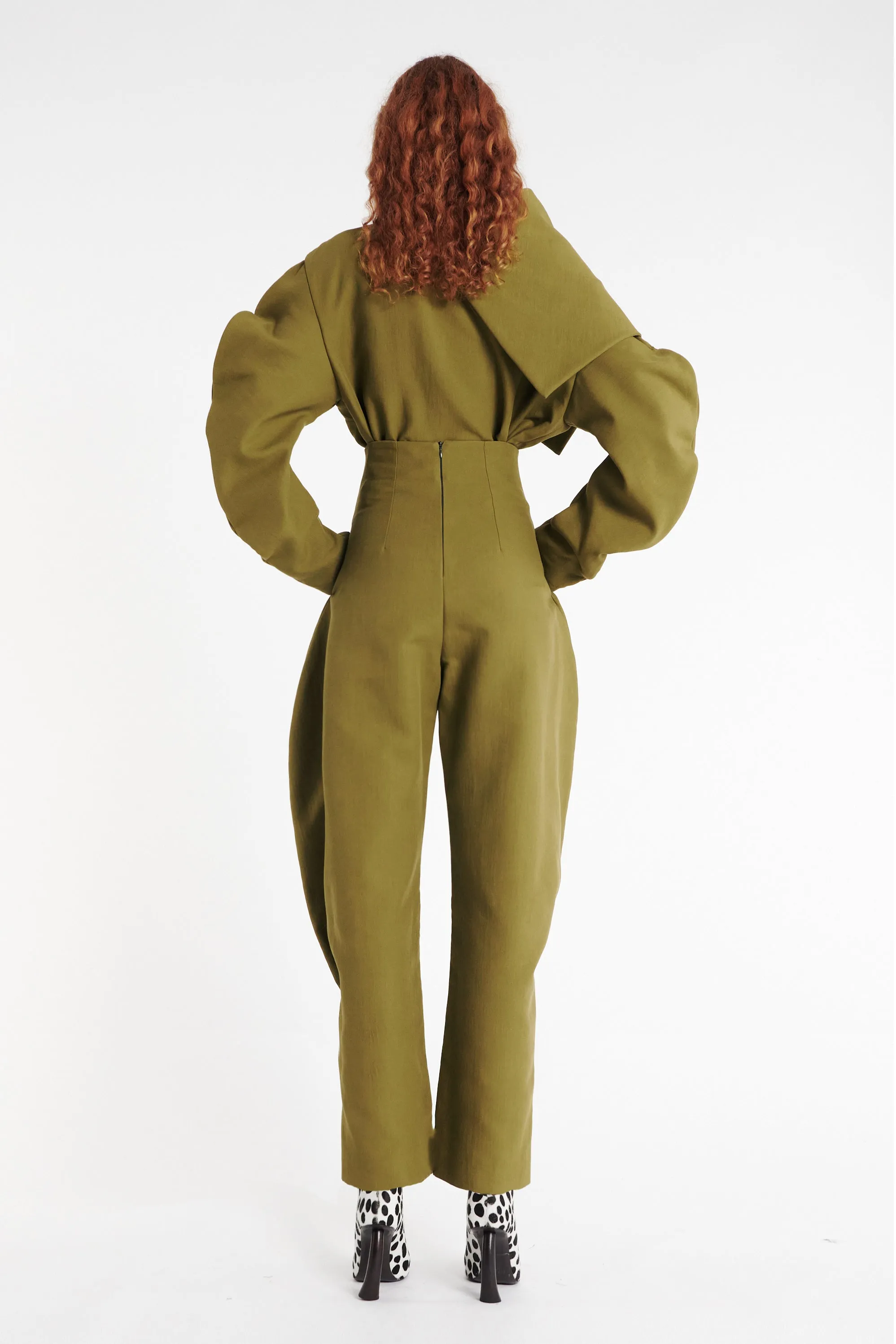 High Rise Rounded Pant Khaki Green sold by A.W.A.K.E. MODE product image thumbnail 3