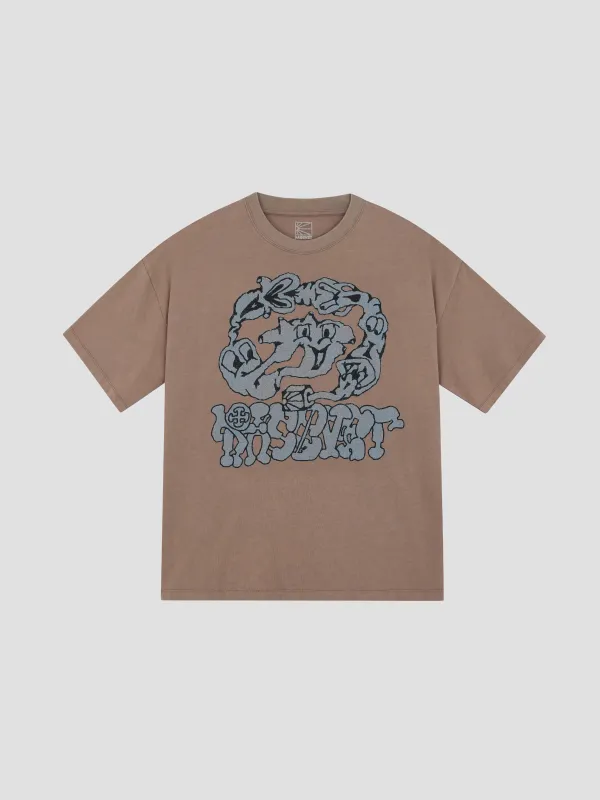 PACC18T002-1 ~ MEN SMOKE TEE SHIRT BROWN made by Rassvet Skateboards