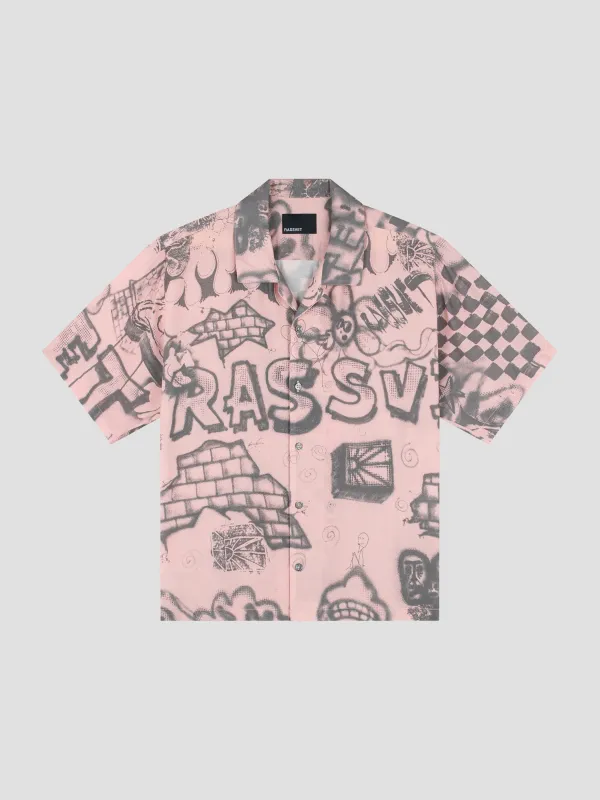 PACC18B002-1 ~ MEN SPRAY SS SHIRT PINK made by Rassvet Skateboards