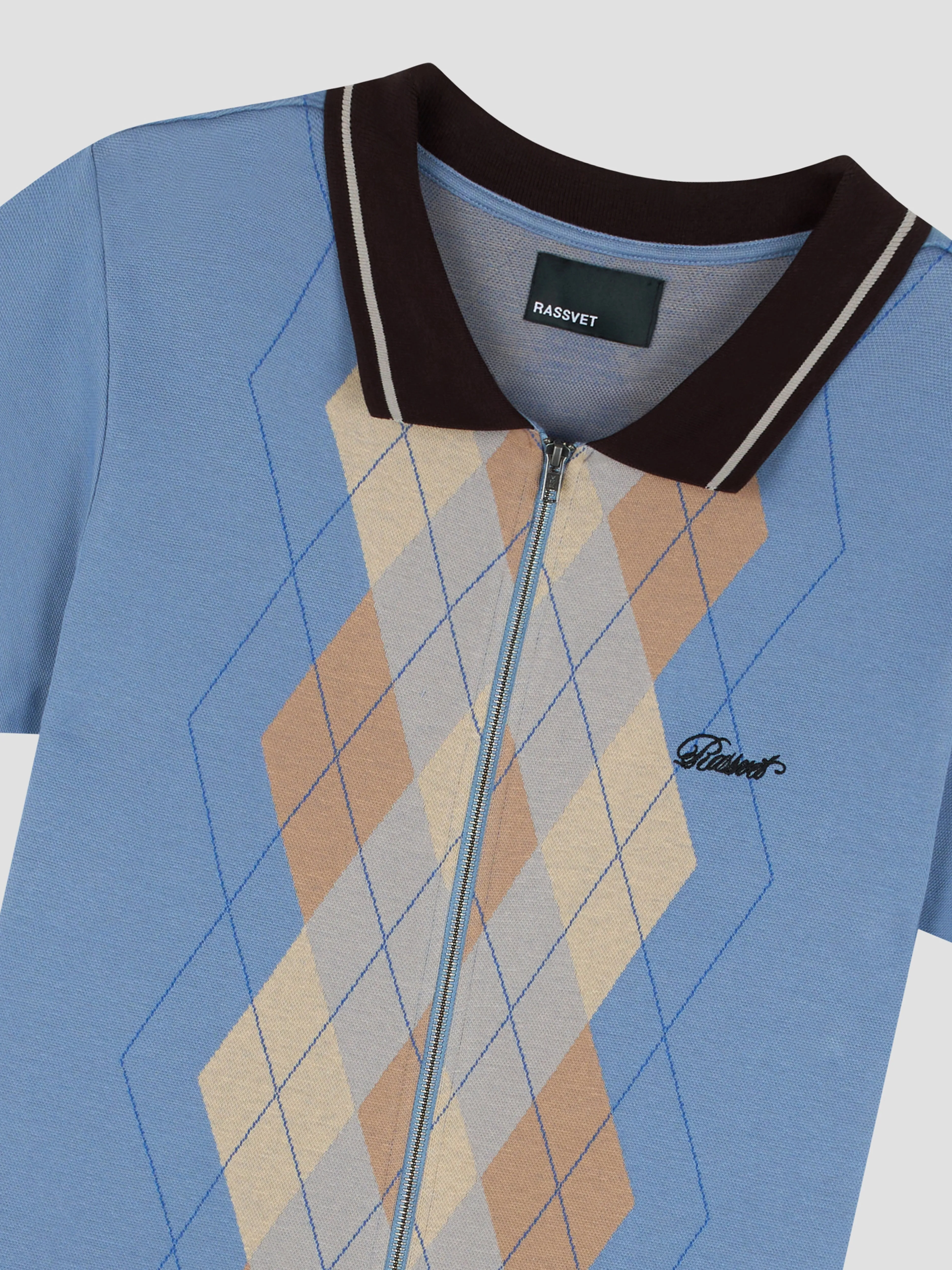 PACC18T026-1 ~ MEN ARGYLE ZIP POLO BLUE sold by Rassvet Skateboards product image thumbnail 2