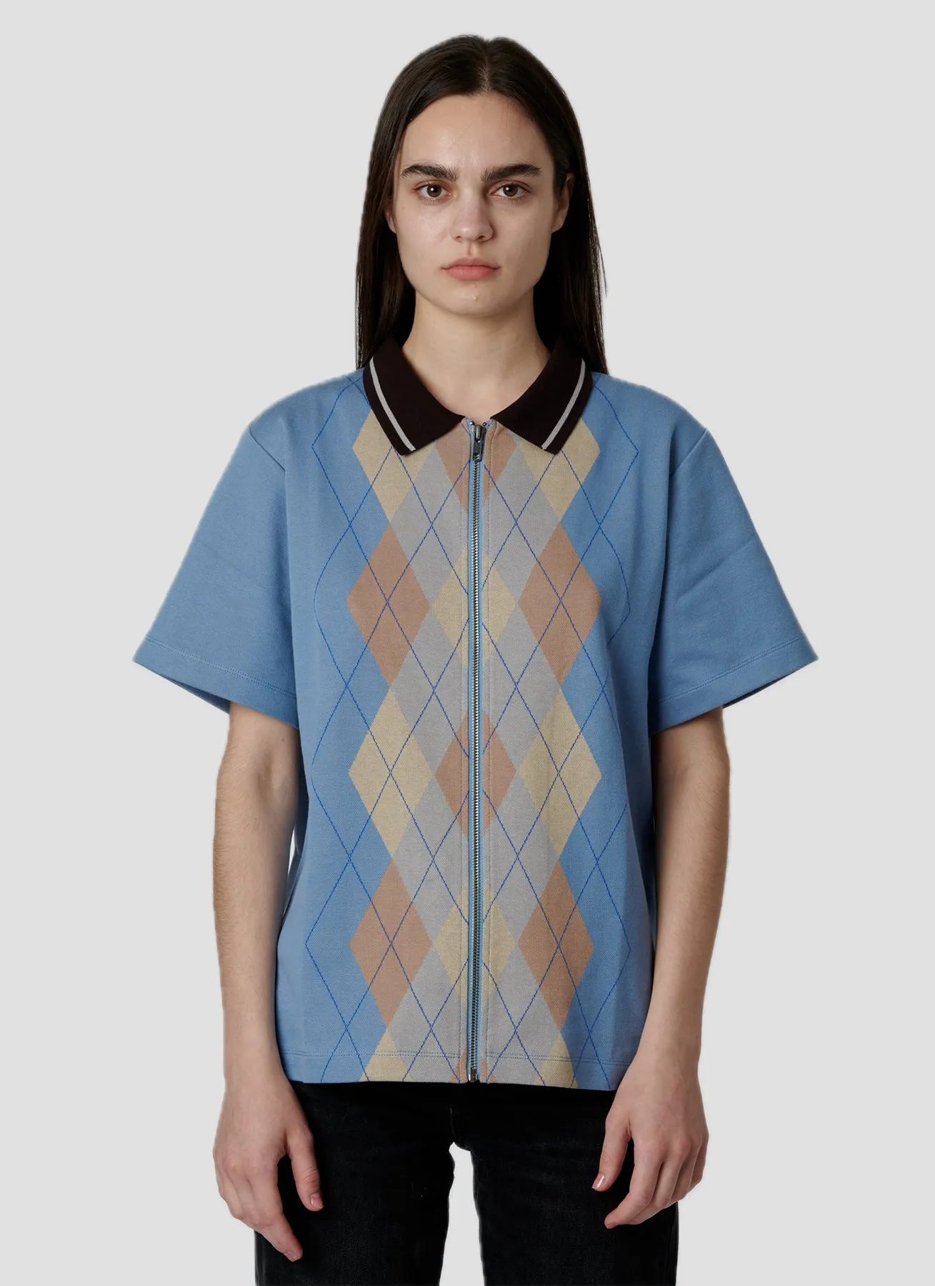 PACC18T026-1 ~ MEN ARGYLE ZIP POLO BLUE sold by Rassvet Skateboards product image thumbnail 5