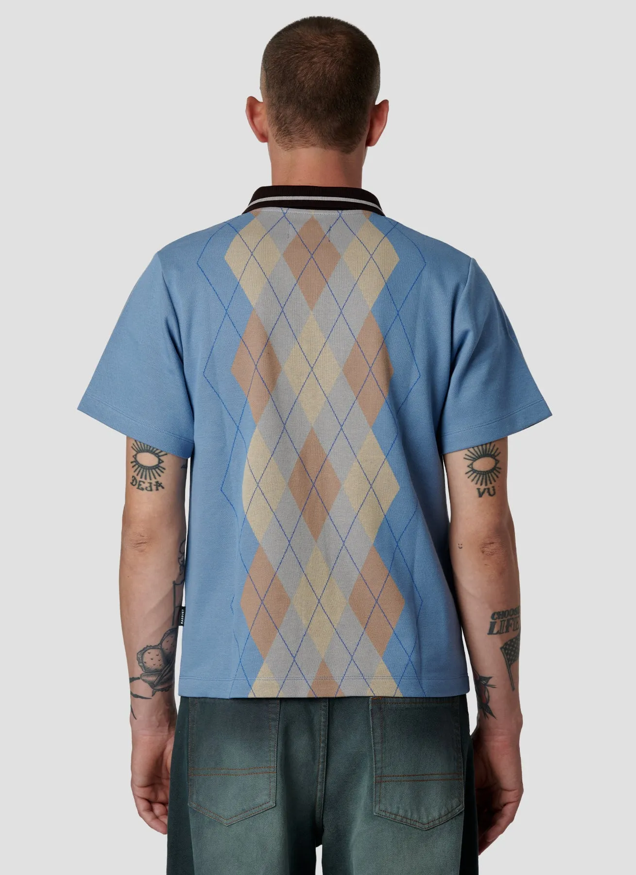 PACC18T026-1 ~ MEN ARGYLE ZIP POLO BLUE sold by Rassvet Skateboards product image thumbnail 4