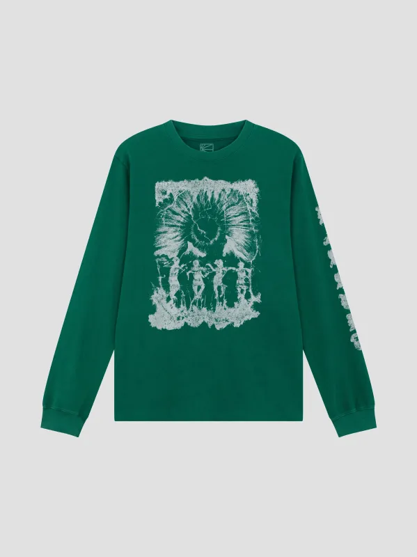 PACC18T012-1 ~ MEN SUN DANCE LS TEE SHIRT GREEN made by Rassvet Skateboards
