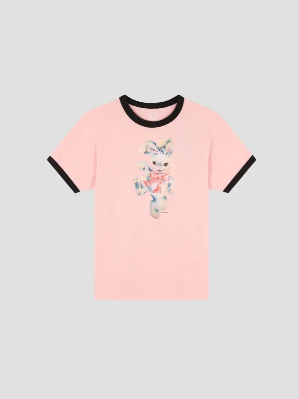 PACC18T011-1 ~ MEN BUNNY RINGER TEE SHIRT PINK made by Rassvet Skateboards