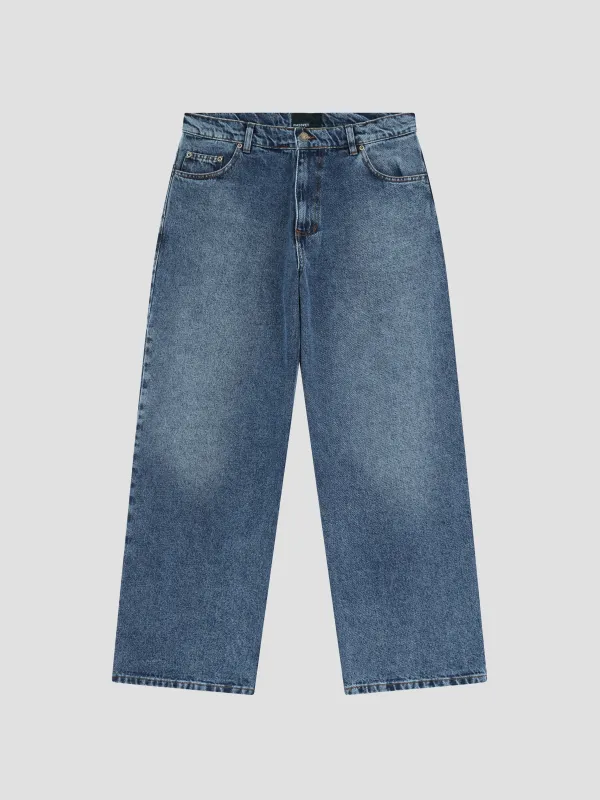 PACC18P021-1 ~ MEN SUN DYED BAGGY DENIM PANTS LIGHT BLUE made by Rassvet Skateboards