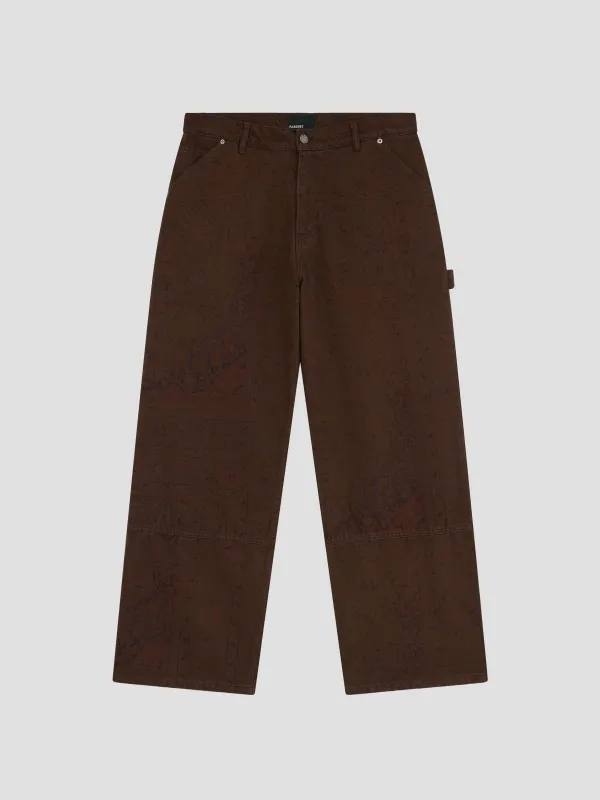 PACC18P002-1 ~ MEN SUN DYED ALLOVER PRINTED DENIM CARPENTER PANTS MULTI made by Rassvet Skateboards