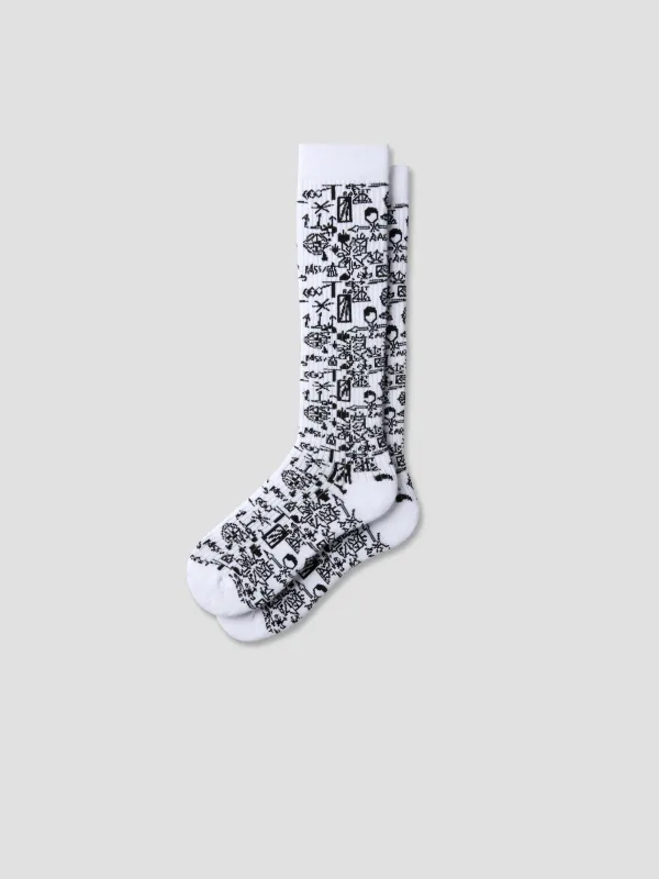 PACC18K024-1 ~ UNISEX SCRIBBLE KNEE HIGH SOCKS MULTI made by Rassvet Skateboards