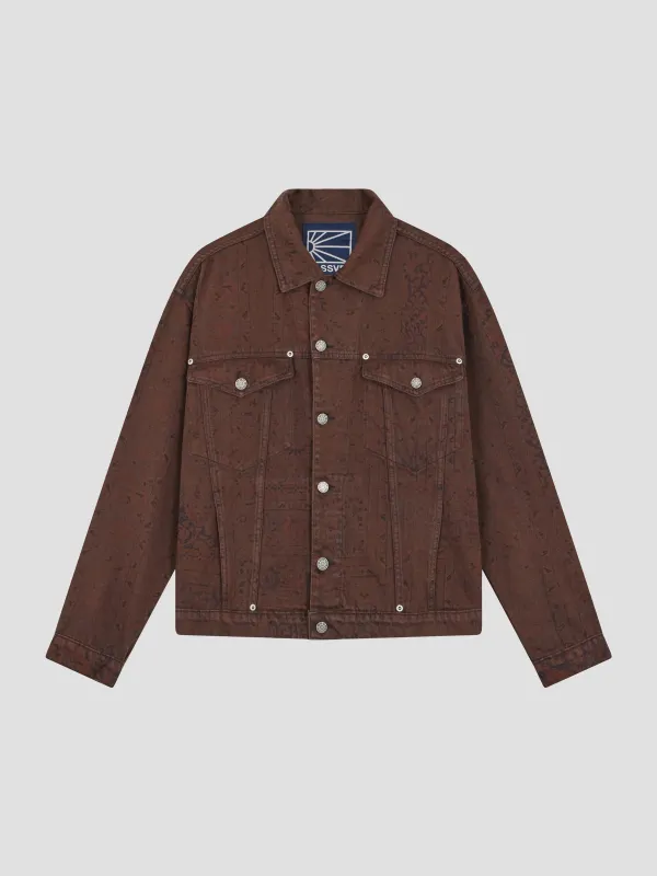 PACC18J002-1 ~ MEN SUN DYED ALLOVER PRINTED DENIM JACKET MULTI made by Rassvet Skateboards