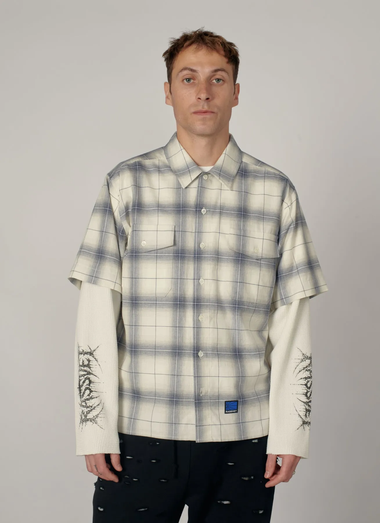 PACC19B005-1 ~ MEN DOOM WAFFLE WORK LS OVERSHIRT GREY sold by Rassvet Skateboards product image thumbnail 4