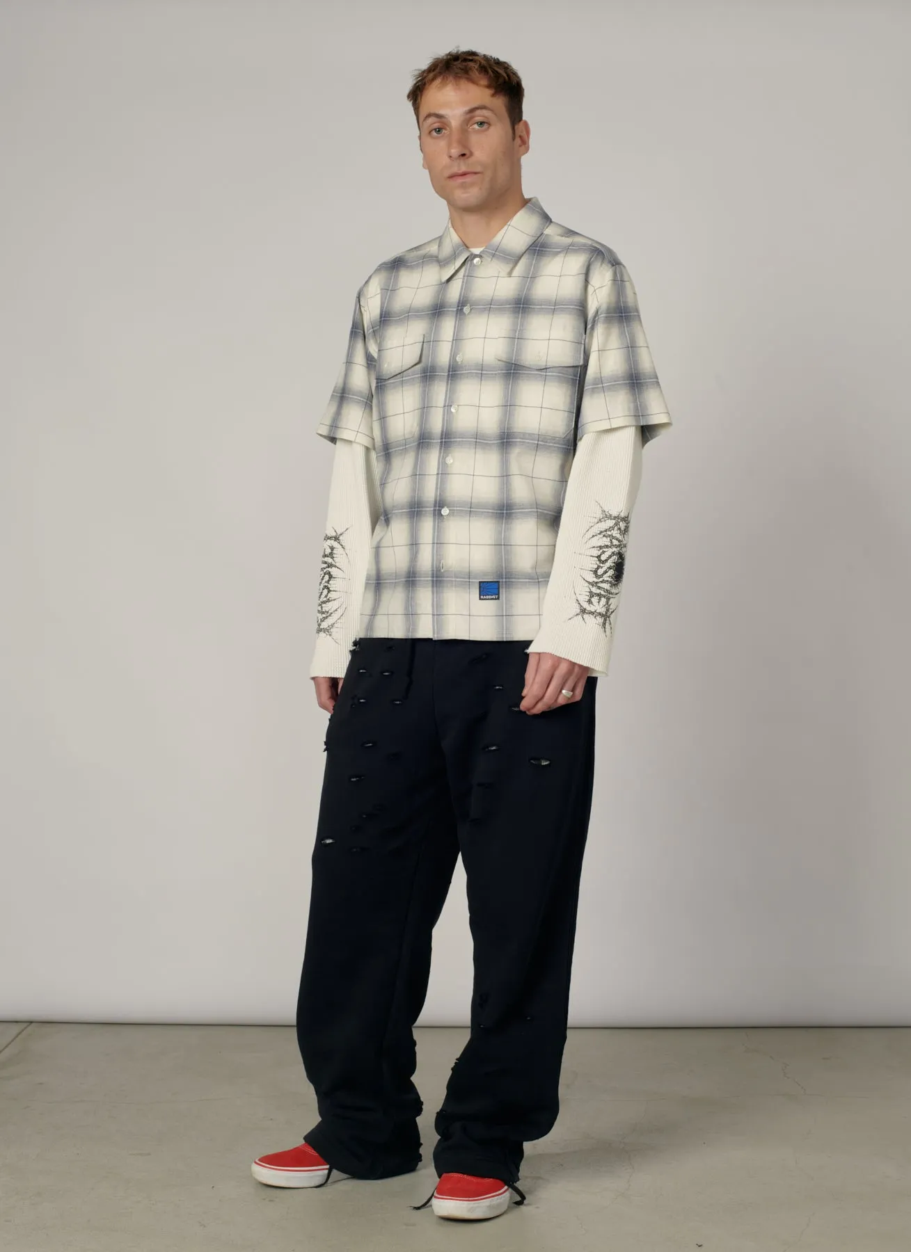 PACC19B005-1 ~ MEN DOOM WAFFLE WORK LS OVERSHIRT GREY sold by Rassvet Skateboards product image thumbnail 5
