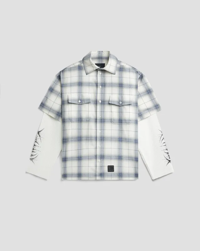 PACC19B005-1 ~ MEN DOOM WAFFLE WORK LS OVERSHIRT GREY made by Rassvet Skateboards