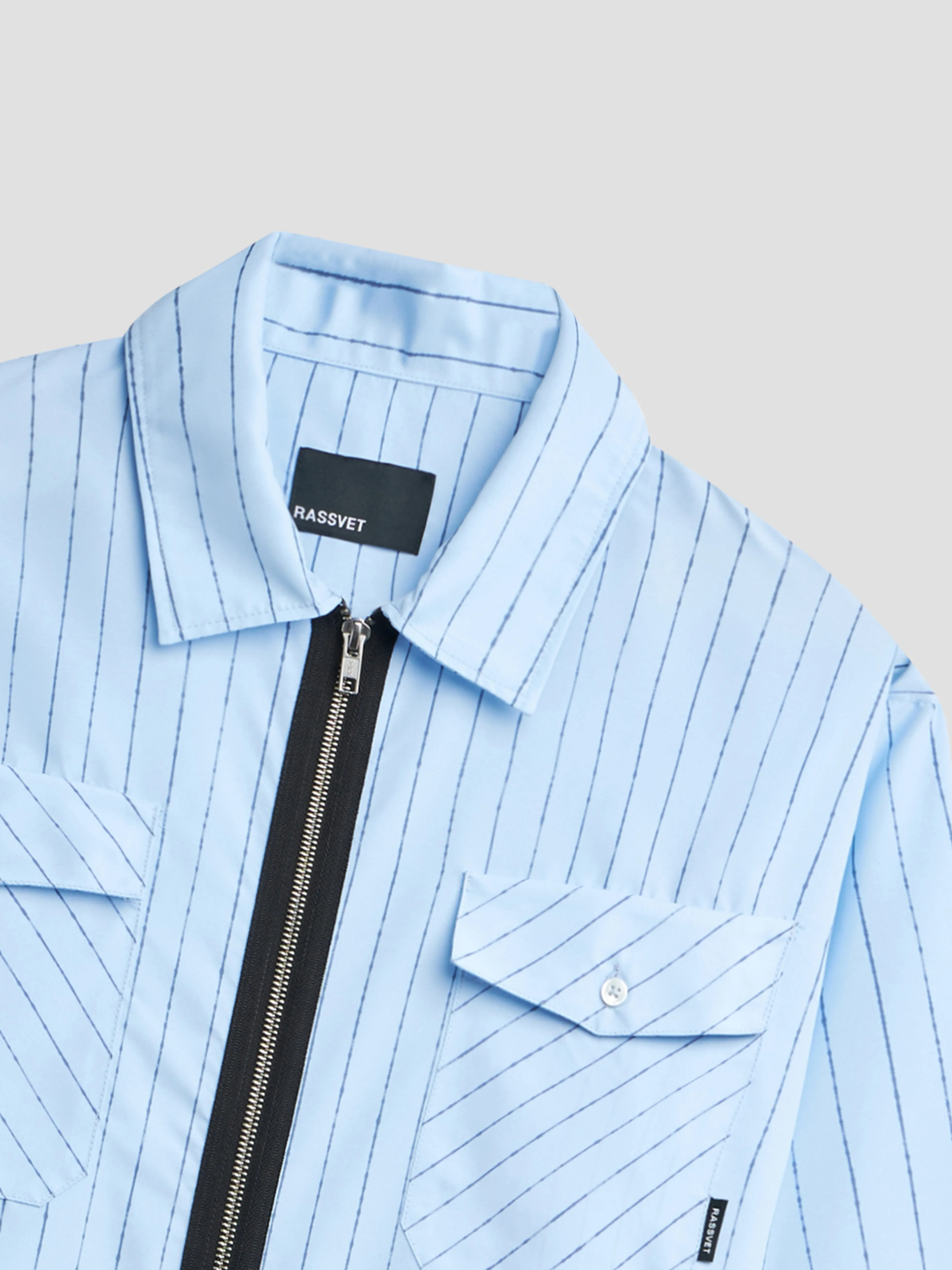 PACC19B006-1 ~ MEN STRIPED LOOSE ZIP SHIRT BLUE sold by Rassvet Skateboards product image thumbnail 3