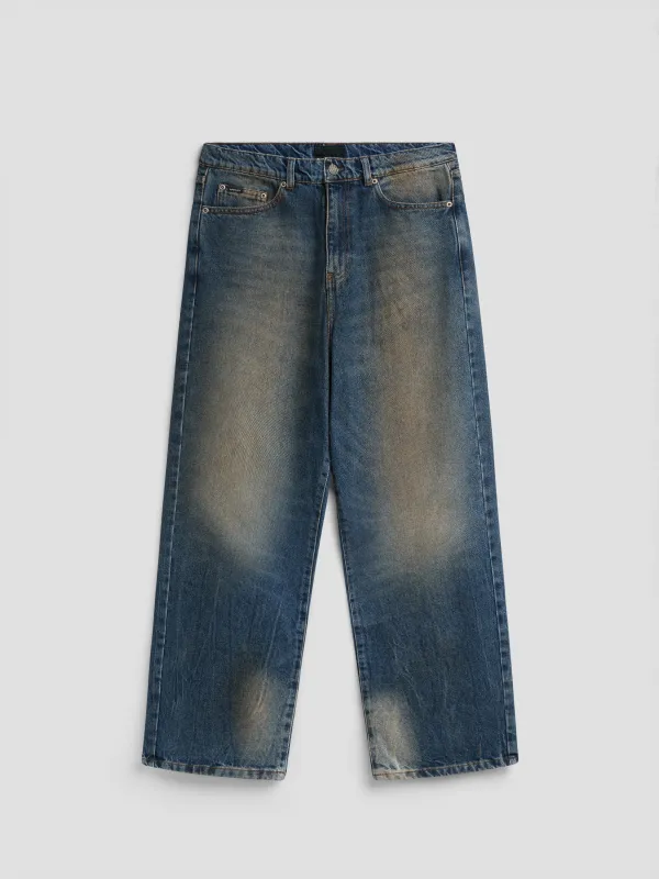 PACC19P004-1 ~ MEN WASHED TAPERED DENIM PANTS BLUE made by Rassvet Skateboards