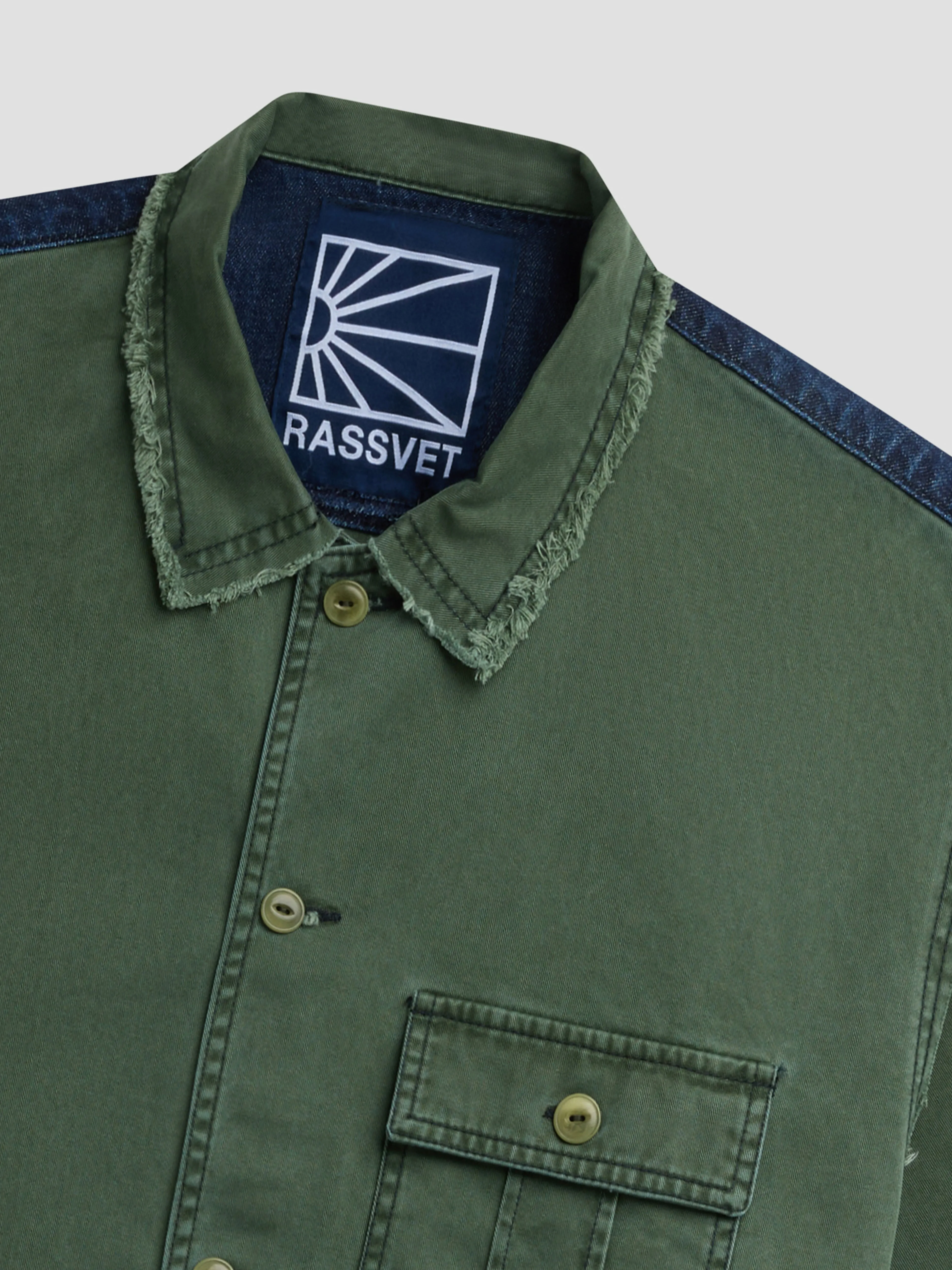 PACC19B001-1 ~ MEN SURPLUS DENIM LS OVERSHIRT GREEN sold by Rassvet Skateboards product image thumbnail 3