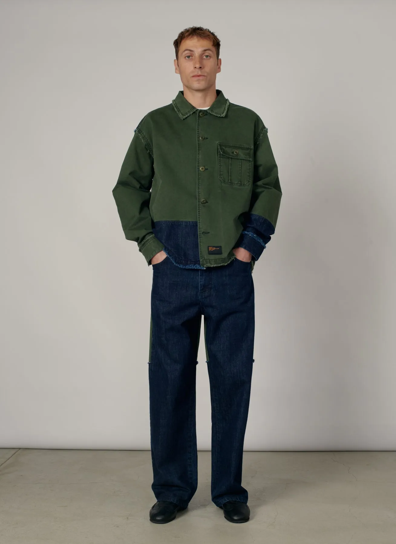 PACC19B001-1 ~ MEN SURPLUS DENIM LS OVERSHIRT GREEN sold by Rassvet Skateboards product image thumbnail 5