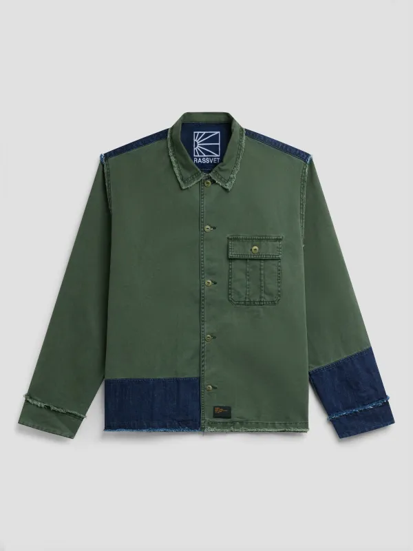PACC19B001-1 ~ MEN SURPLUS DENIM LS OVERSHIRT GREEN made by Rassvet Skateboards