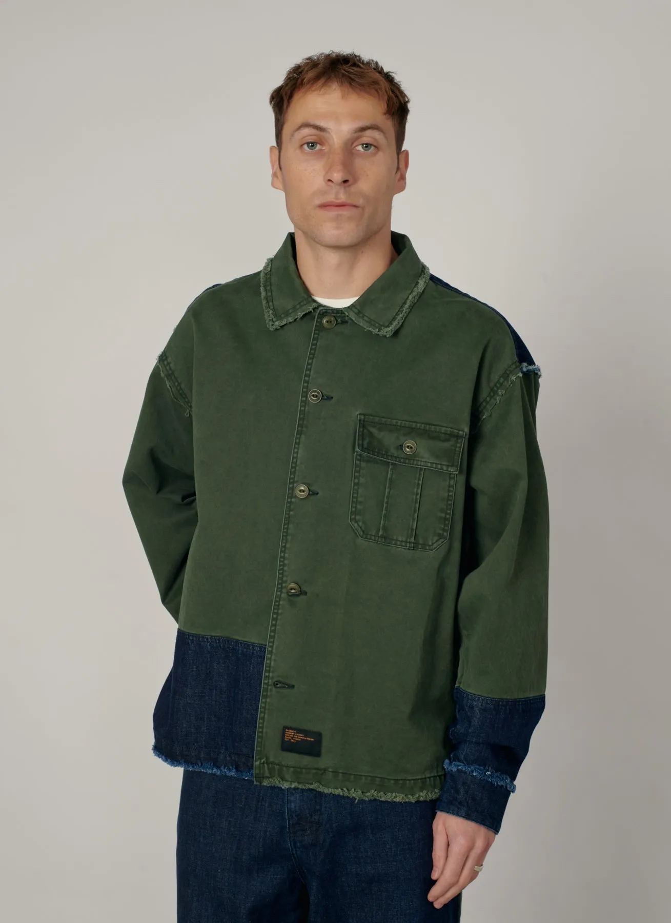 PACC19B001-1 ~ MEN SURPLUS DENIM LS OVERSHIRT GREEN sold by Rassvet Skateboards product image thumbnail 4