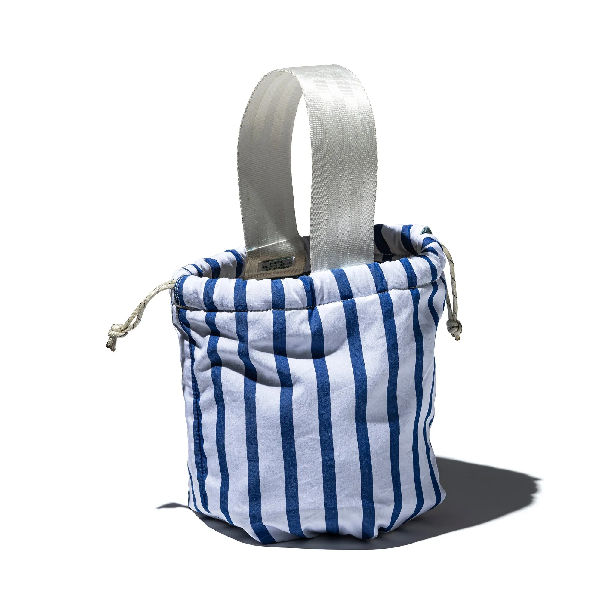 SHIRT FABRIC DRAWSTRING BAG / White Stripe sold by PUEBCO product image thumbnail 2
