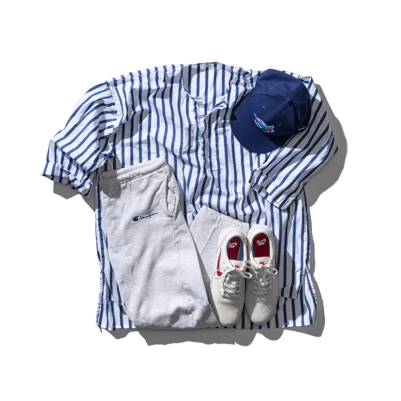 COTTON STRIPE SHIRT / CREW NECK made by PUEBCO