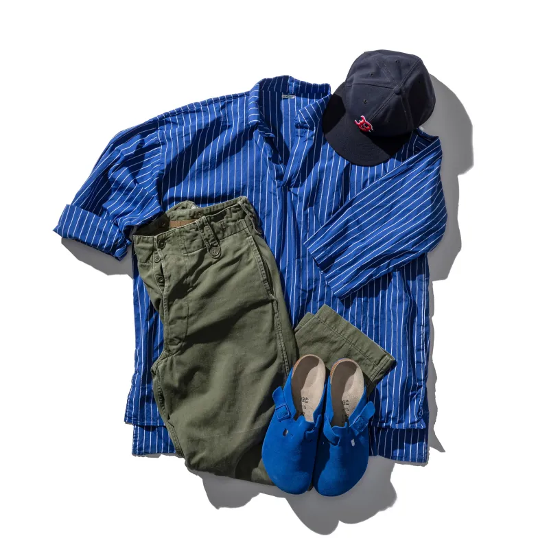 COTTON STRIPE SHIRT / REGULAR COLLAR made by PUEBCO