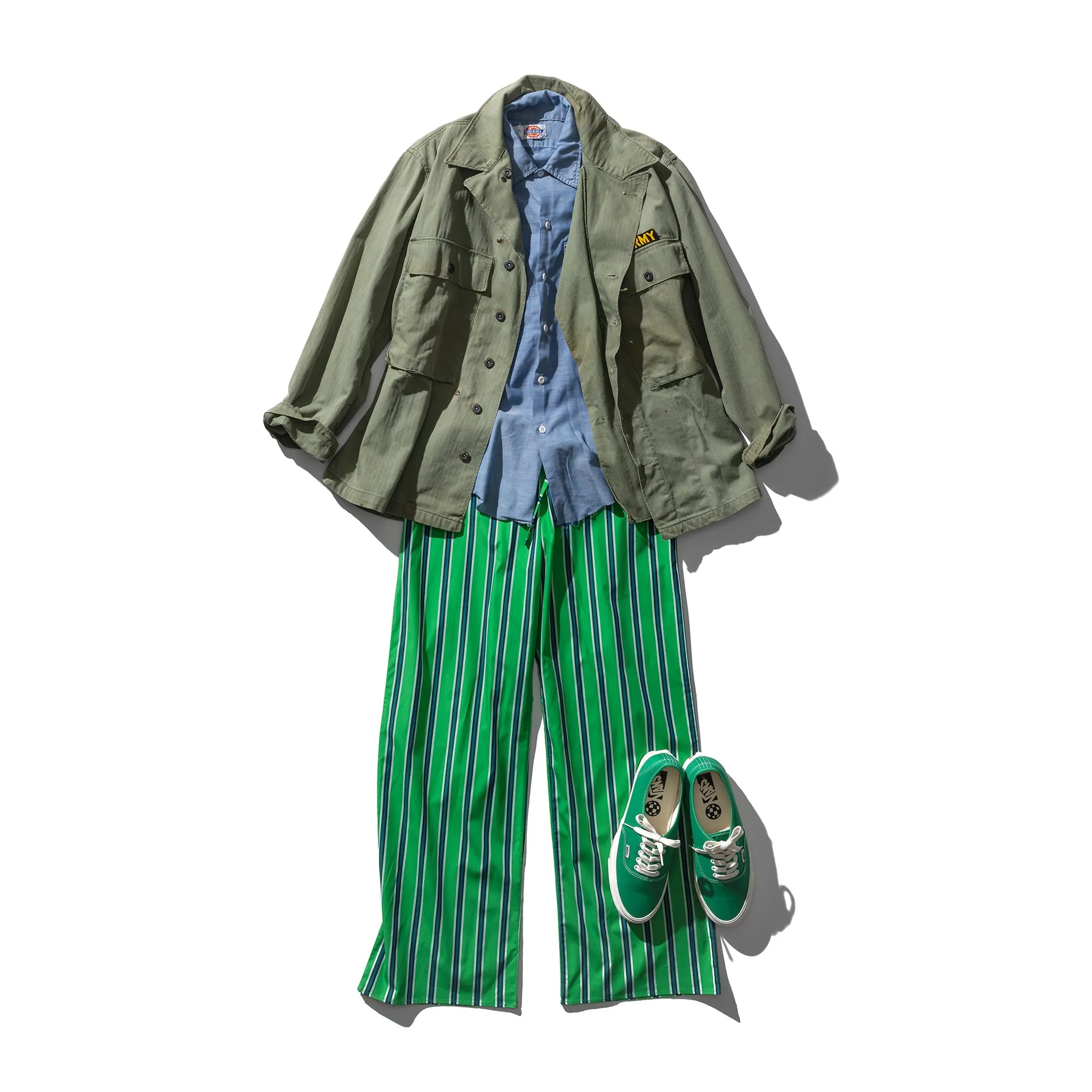 COTTON STRIPE REGULAR PANTS / Green sold by PUEBCO product image thumbnail 5